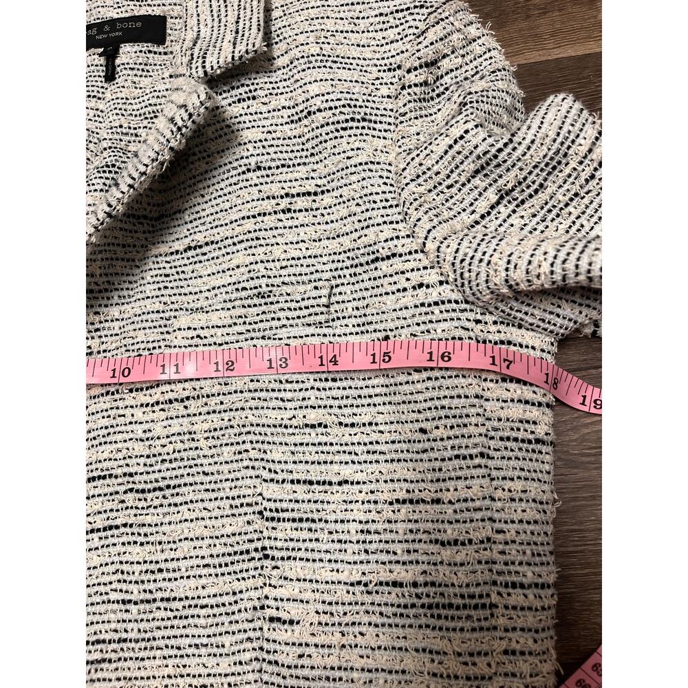 Rag & Bone Tweed Deconstructed Textured Blazer Jacket Black & White Wool Sz 0 - Picture 11 of 16